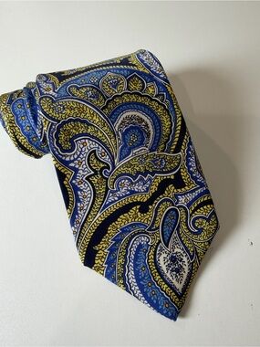 Bullock & Jones Blue and Yellow Paisley Silk Tie Beautiful
